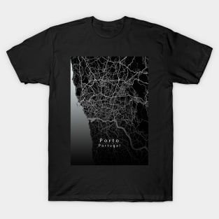 Porto Portugal City Map dark T-Shirt